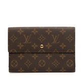 ルイ ヴィトン モノグラム ポシェット パスポール 三つ折り財布 M60135 ブラウン PVC レザー レディース LOUIS VUITTON 【中古】